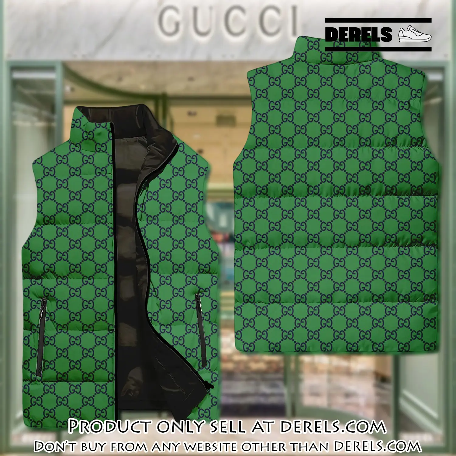 Gucci green luxury brand 3d sleeveless down jacket dr3047635